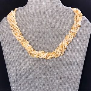 Vintage Handmade Twisted Multi-strand White & Brown Onyx with 14kt Gold Choker